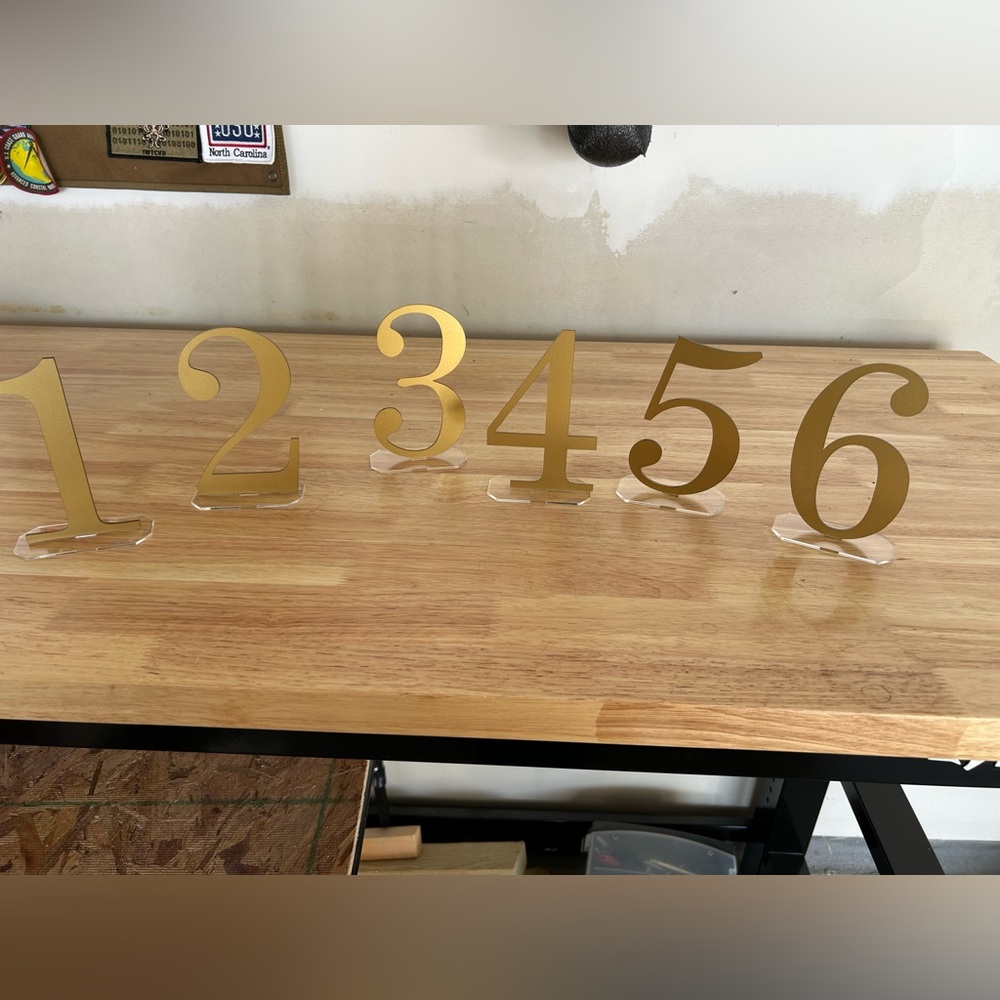 Wedding table numbers gold